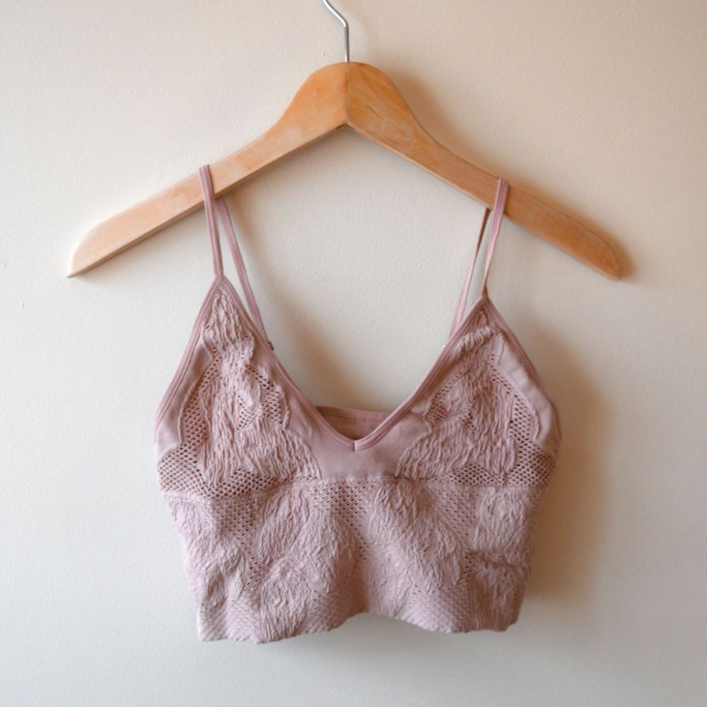 SOLD Urban Outfitters Pink Bra Top M Cute Bohemian Triangle Bra Casual Top